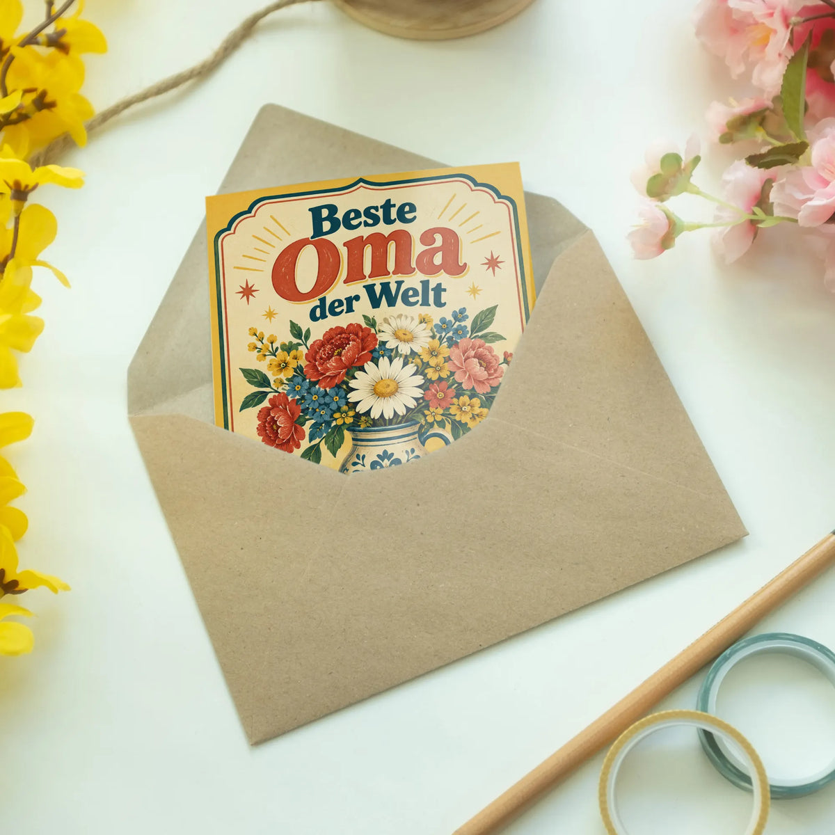 Liebevolle Geburtstagskarte für Oma mit Blumenstrauß|p:2015111|h:568a7c5d8094ae8e3c11a7ef78395c03