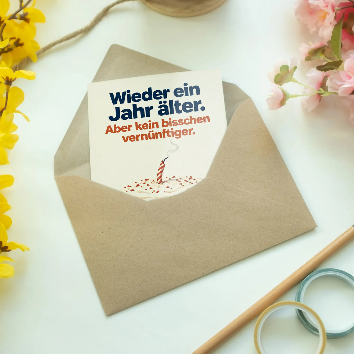 Lustige Geburtstagskarte für Männer mit müdem Kuchen|p:2015112|h:0600e181866c5c8b93134f03546585fe