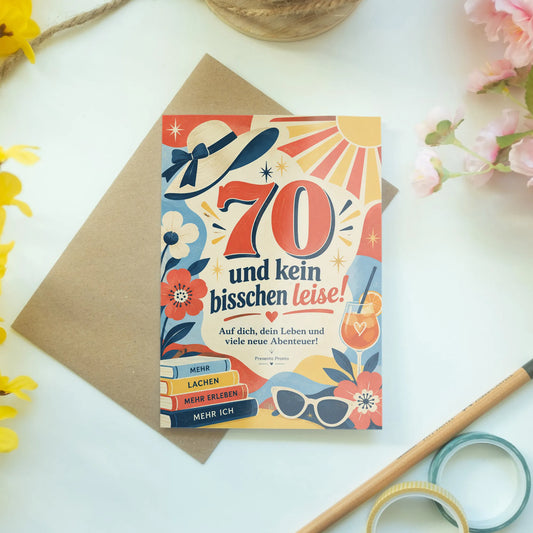 Fröhliche Geburtstagskarte für Frau zum 70. Geburtstag mit Retro-Zahl|p:2015113|h:4073c1e00f0d9cc4421a95783b2d96fc