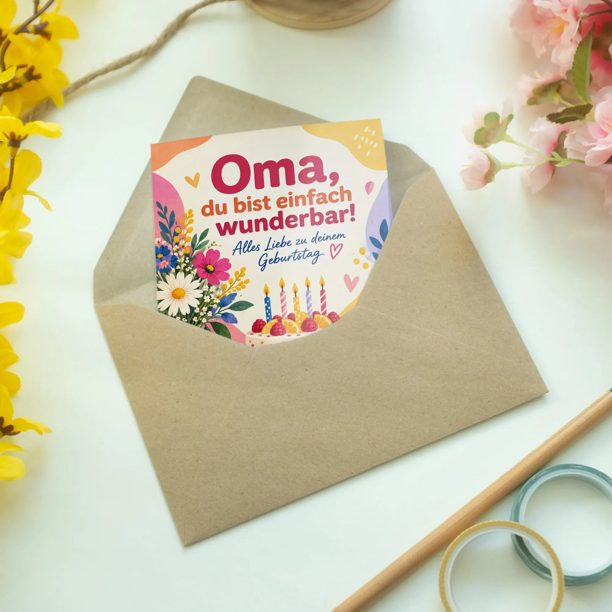 Herzliche Geburtstagskarte für Oma mit Geburtstagskuchen|p:2015116|h:9f7616819c7bc3a69b42b0fae5b33a98