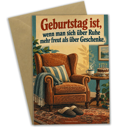 Lustige Geburtstagskarte für Männer mit Sessel und Kuchen|p:2015117|h:6c9e2a67dbb9b7e677facc7a0bf9303e