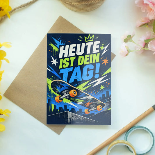 Coole Geburtstagskarte für Jungs mit Skateboard|p:2015118|h:cdd51295ce4be5423d806631a6b3fd13