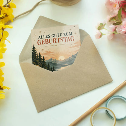 Herzliche Geburtstagskarte für Jungs mit Bergstraße zum Sonnenaufgang|p:2015120|h:5320af1a66e337e7dd723d333d6a4c4d