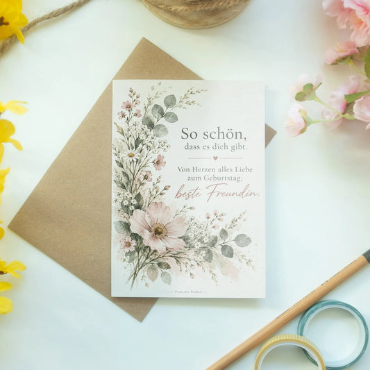 Elegante Geburtstagskarte für die beste Freundin mit Wildblumen|p:2015124|h:ae15d73518e2d7a3c746cce5602e7c72