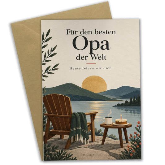 Herzliche Geburtstagskarte für Opa mit goldener Sonne|p:2015143|h:d35d2e71413efacc3fbcb6a6b4ea083b