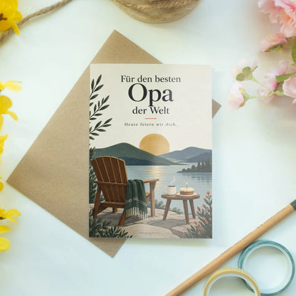 Herzliche Geburtstagskarte für Opa mit goldener Sonne|p:2015143|h:2bffbd8a4647af26588cdb08feee7b54