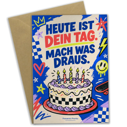 Coole Geburtstagskarte mit Geburtstagskuchen|p:2015151|h:1267ca10d3ebbf24980531435a6d4bad