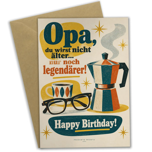 Lustige Geburtstagskarte für Opa mit Kaffeekanne|p:2015156|h:4a28a8e51322e23d92a4f676725080a6