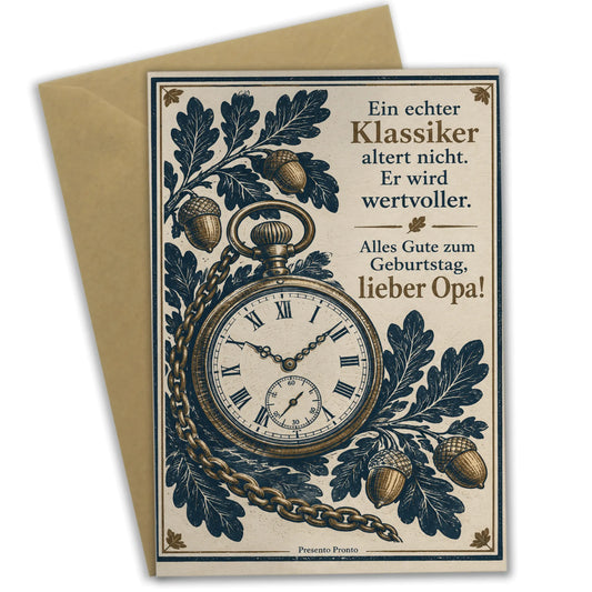 Elegante Geburtstagskarte für Opa mit Taschenuhr|p:2015159|h:0d20372d2020e1ea9949f100806c99ae