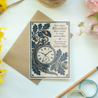 Elegante Geburtstagskarte für Opa mit Taschenuhr|p:2015159|h:24b44c1aeefe9ef41848e3565047d1a5