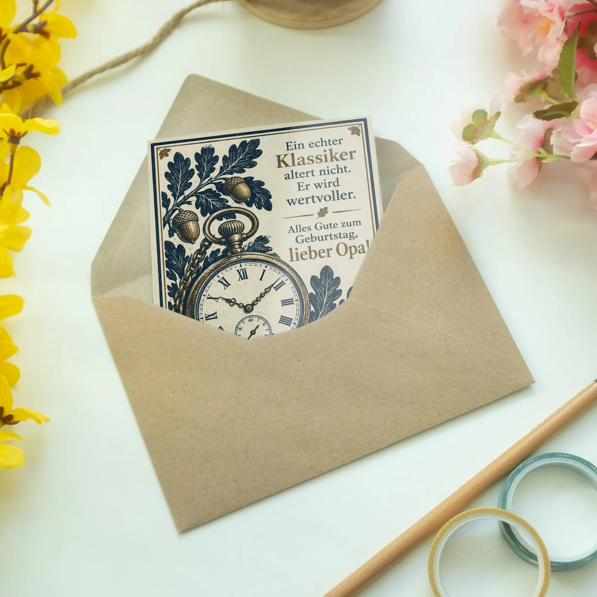Elegante Geburtstagskarte für Opa mit Taschenuhr|p:2015159|h:b3839c026d30107175d86a6a06040676