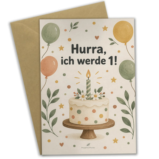 Süße Einladungskarten zum 1. Geburtstag mit kleinem Kuchen|p:2015161|h:44b78e9ead06365ed52f9d542c42c801