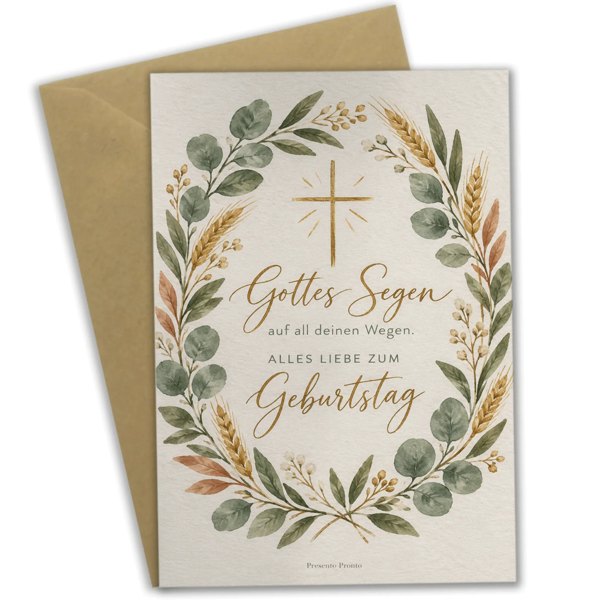 Christliche Geburtstagskarte mit Eukalyptuskranz und Kreuz|p:2015162|h:4693a6359888b6d88869de8f048ef0c7