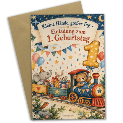 Süße Einladungskarten zum 1. Geburtstag mit Spielzeugzug|p:2015163|h:eb6cfa12d10fdbbcaf622a216114e1eb
