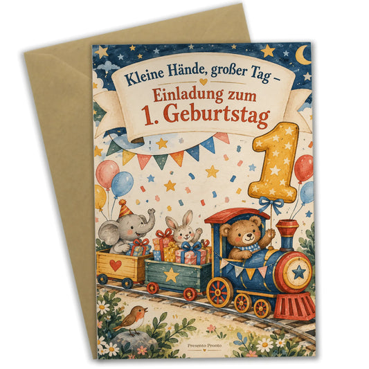 Süße Einladungskarten zum 1. Geburtstag mit Spielzeugzug|p:2015163|h:eb6cfa12d10fdbbcaf622a216114e1eb