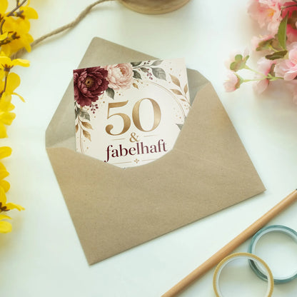 Elegante Einladungskarten zum 50. Geburtstag für Frauen mit Blumen|p:2015165|h:93b9721f1f74219eb941af5b3ba3334c