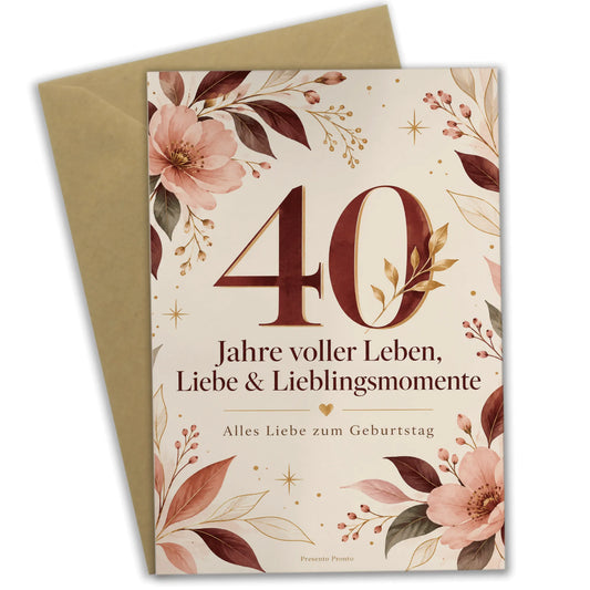 Elegante Geburtstagskarte zum 40. Geburtstag für Frauen|p:2015177|h:353c41558db637f661b5cd712f56e162