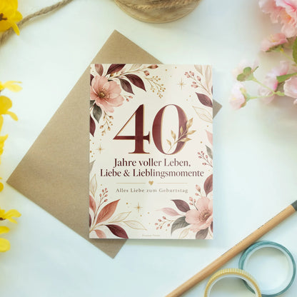 Elegante Geburtstagskarte zum 40. Geburtstag für Frauen|p:2015177|h:056ba6eb4294255f86a7b50b53c21f3c