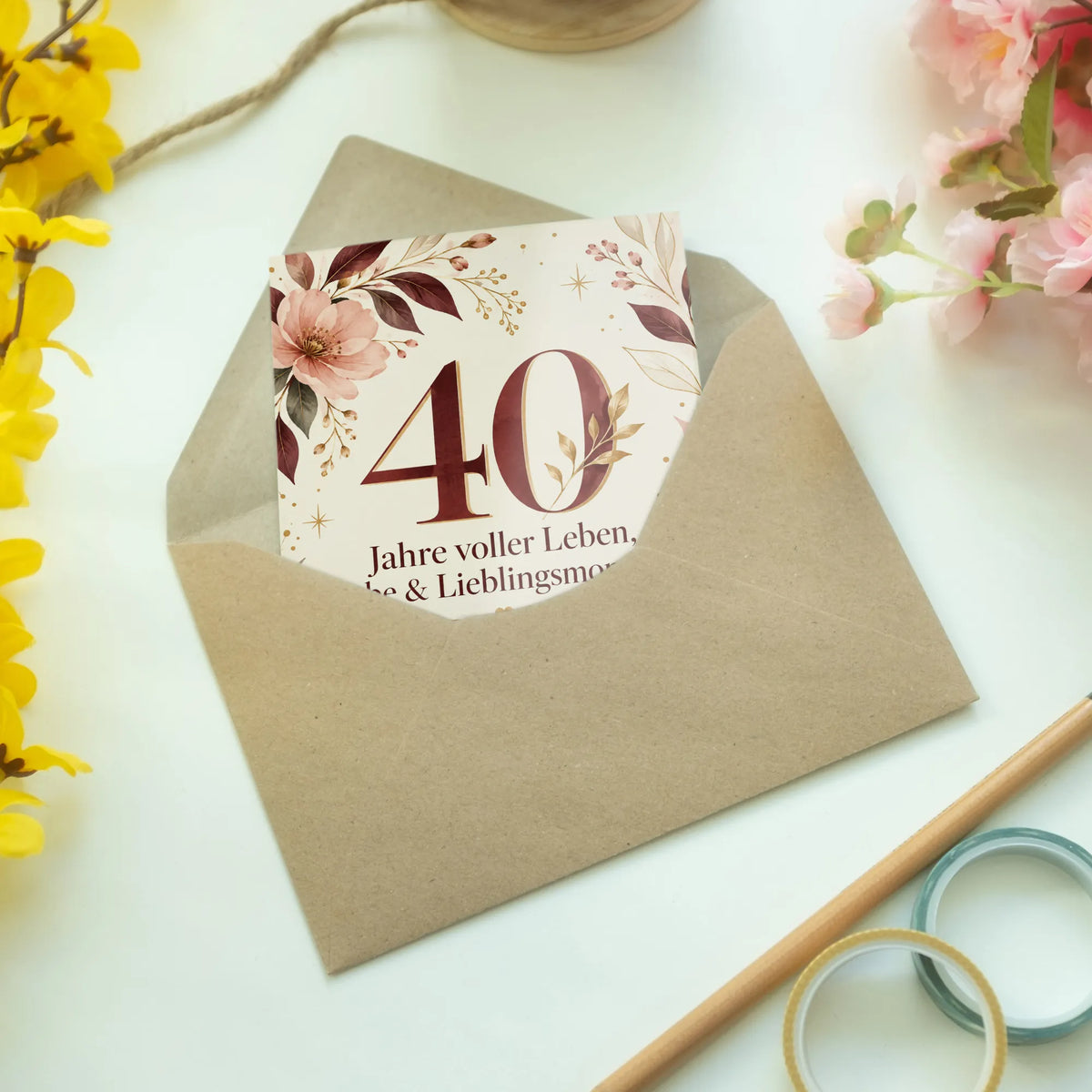 Elegante Geburtstagskarte zum 40. Geburtstag für Frauen|p:2015177|h:58f785af8c9ad2521605b36dce9a0513
