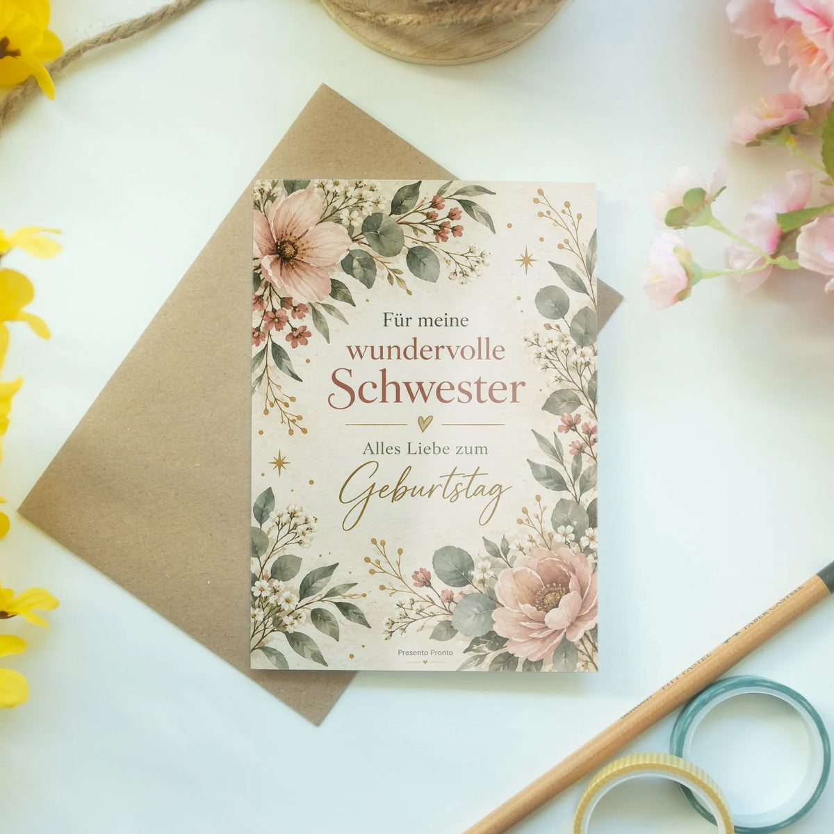 Elegante Geburtstagskarte für die Schwester mit Wildblumen|p:2015178|h:5f849009253a6c13fece410589a16257