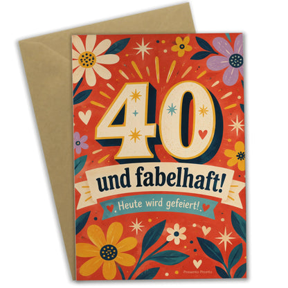 Fröhliche Geburtstagskarte zum 40. Geburtstag für Frauen mit Zahl 40|p:2015179|h:583c65dcf1fae6f1ddcbccdef58d6941