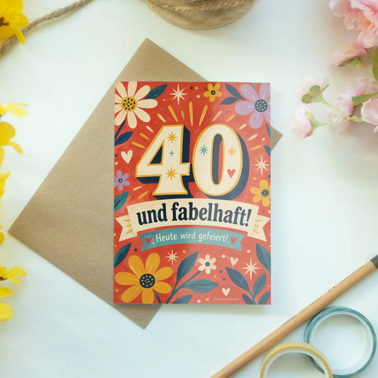Fröhliche Geburtstagskarte zum 40. Geburtstag für Frauen mit Zahl 40|p:2015179|h:7ecfa13e18ab13fa14b2bf93cd5767f0