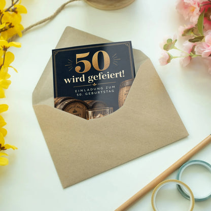 Elegante Einladungskarten zum 50. Geburtstag für Männer mit Whiskyglas|p:2015180|h:327edf25e0f6b46a5d987179790fc370