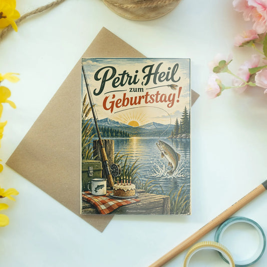 Stimmungsvolle Geburtstagskarte für Angler mit Sonnenaufgang|p:2015182|h:c7aa05e9ca6ead0a2e978884c8d369d1