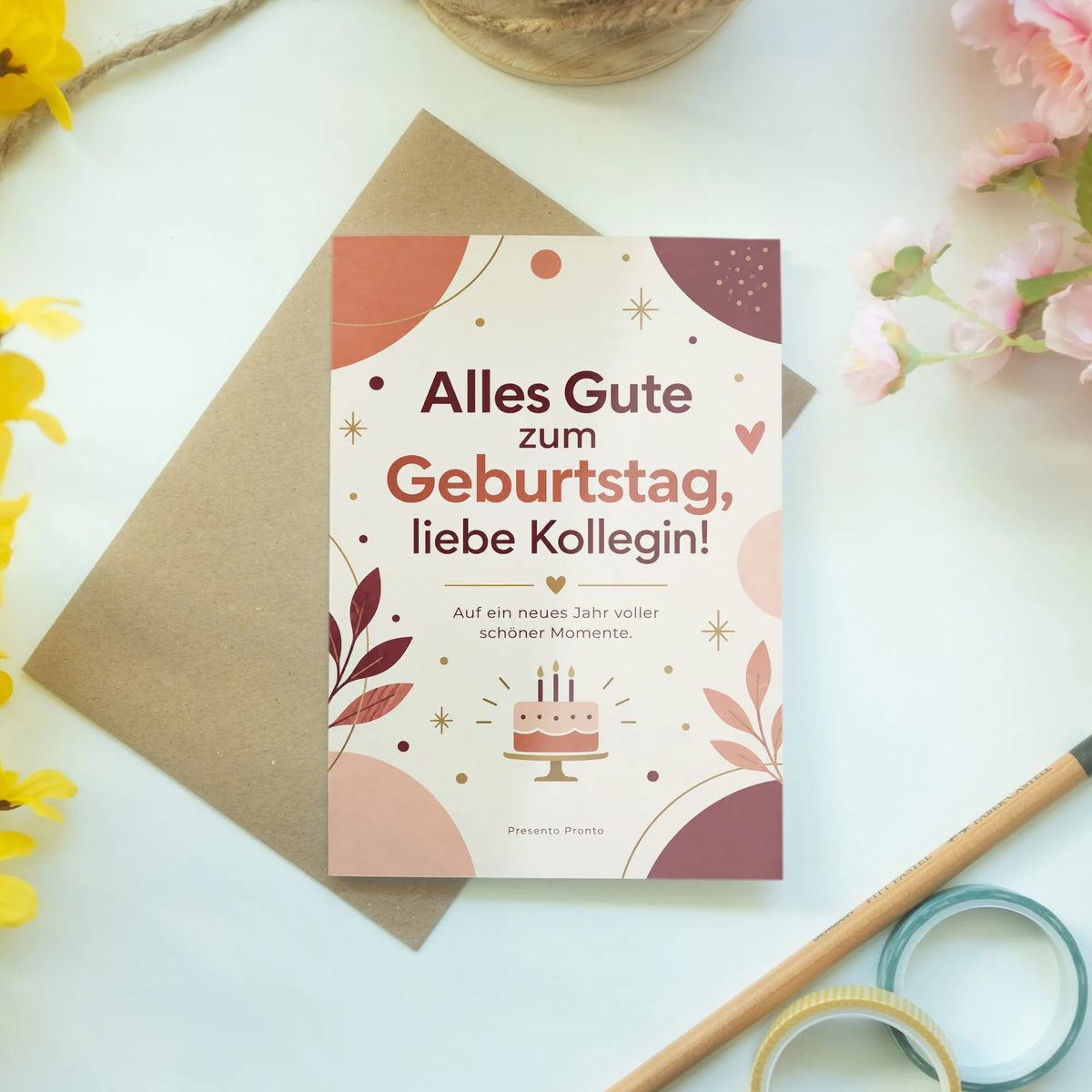 Elegante Geburtstagskarte für die Kollegin mit Kuchen|p:2015185|h:6d70fd1c06d33fb21fb29908a8e98582