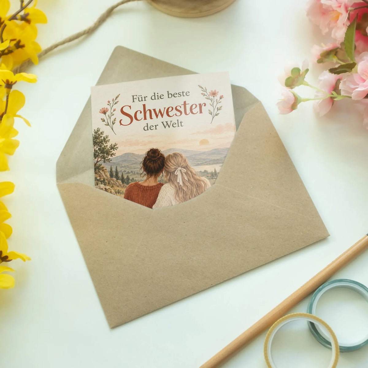 Liebevolle Geburtstagskarte für die Schwester mit Wildblumenwiese|p:2015190|h:92da78a2086f724beb3009e9d6422e5d