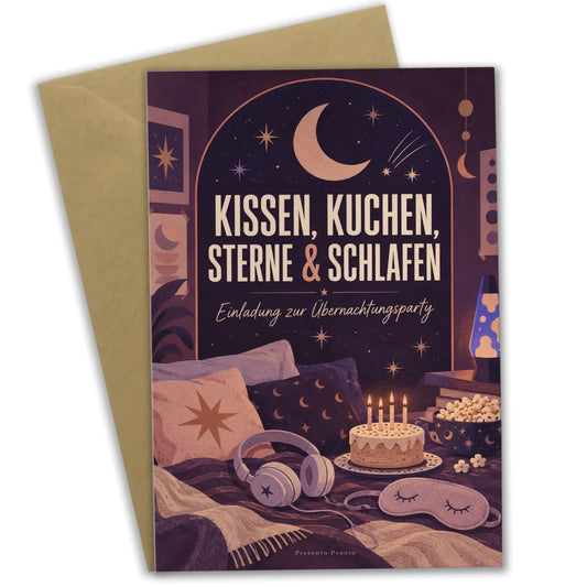 Gemütliche Einladungskarten zur Übernachtungsparty mit Mond und Sternen|p:2015194|h:8aa279d59cfa81e2ddb0412468e95636