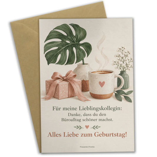 Herzliche Geburtstagskarte für Kollegin mit Kaffeebecher|p:2015199|h:01aaad3ee3daf4faeea04dd5b25a7a11