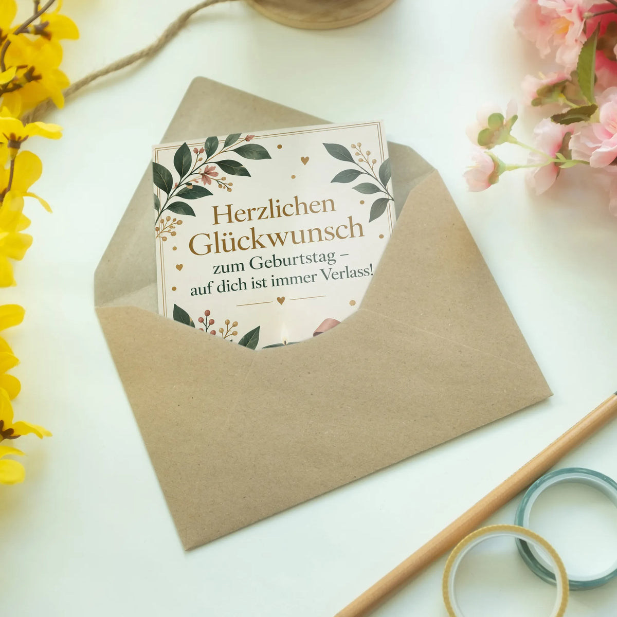 Elegante Geburtstagskarte für Kollegen mit Zweigen und Kerze|p:2015206|h:943f1190ce5b7327201071c09136719d