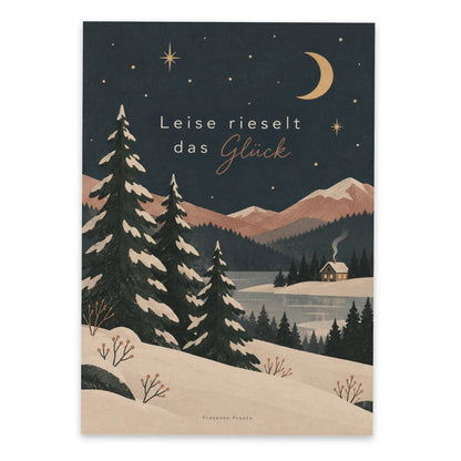 Besinnliche Postkarte zu Weihnachten mit Tannen und Mond|p:2015210|h:14a818823cb7dfc51be82dcef335c604