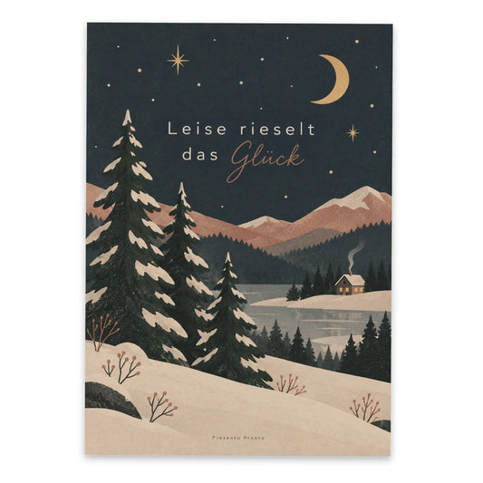 Besinnliche Postkarte zu Weihnachten mit Tannen und Mond|p:2015210|h:14a818823cb7dfc51be82dcef335c604