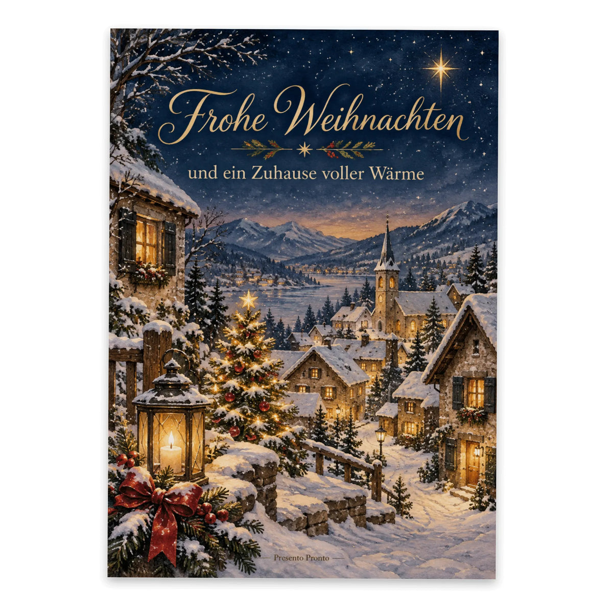 Gemütliche Postkarte zu Weihnachten mit verschneitem Dorf|p:2015211|h:ef9b5cb62516eae2913cba6d218d490b