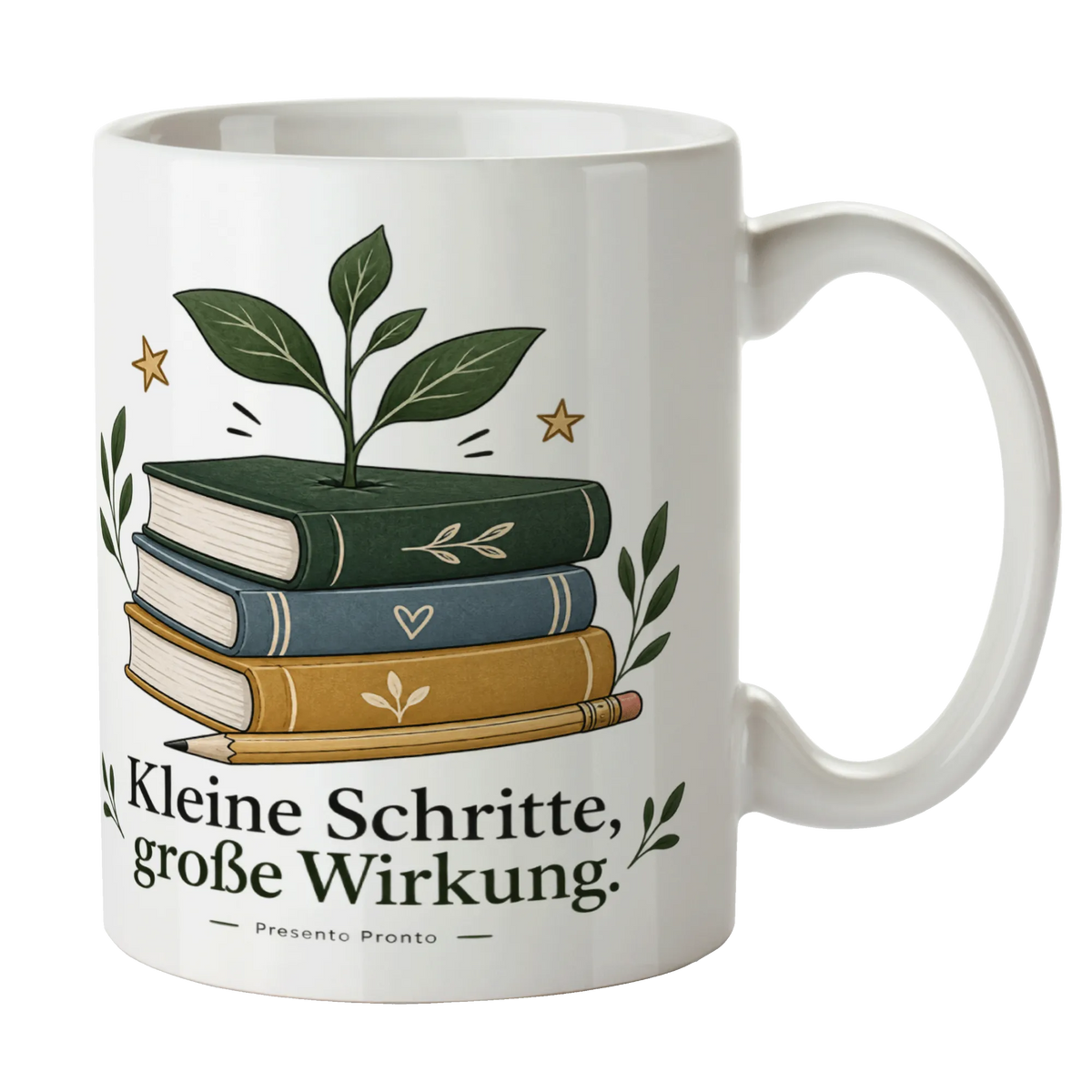 Wertschätzende Tasse für die Lehrerin mit Bücherstapel|p:2015215|h:d973481148b5e6a2dec7df88a4af8f01