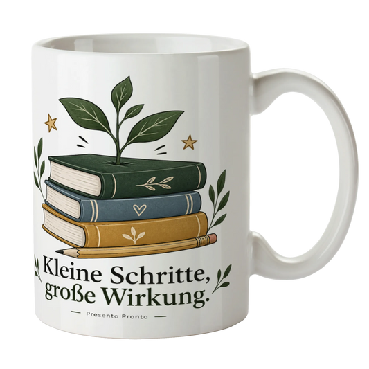 Wertschätzende Tasse für die Lehrerin mit Bücherstapel|p:2015215|h:d973481148b5e6a2dec7df88a4af8f01