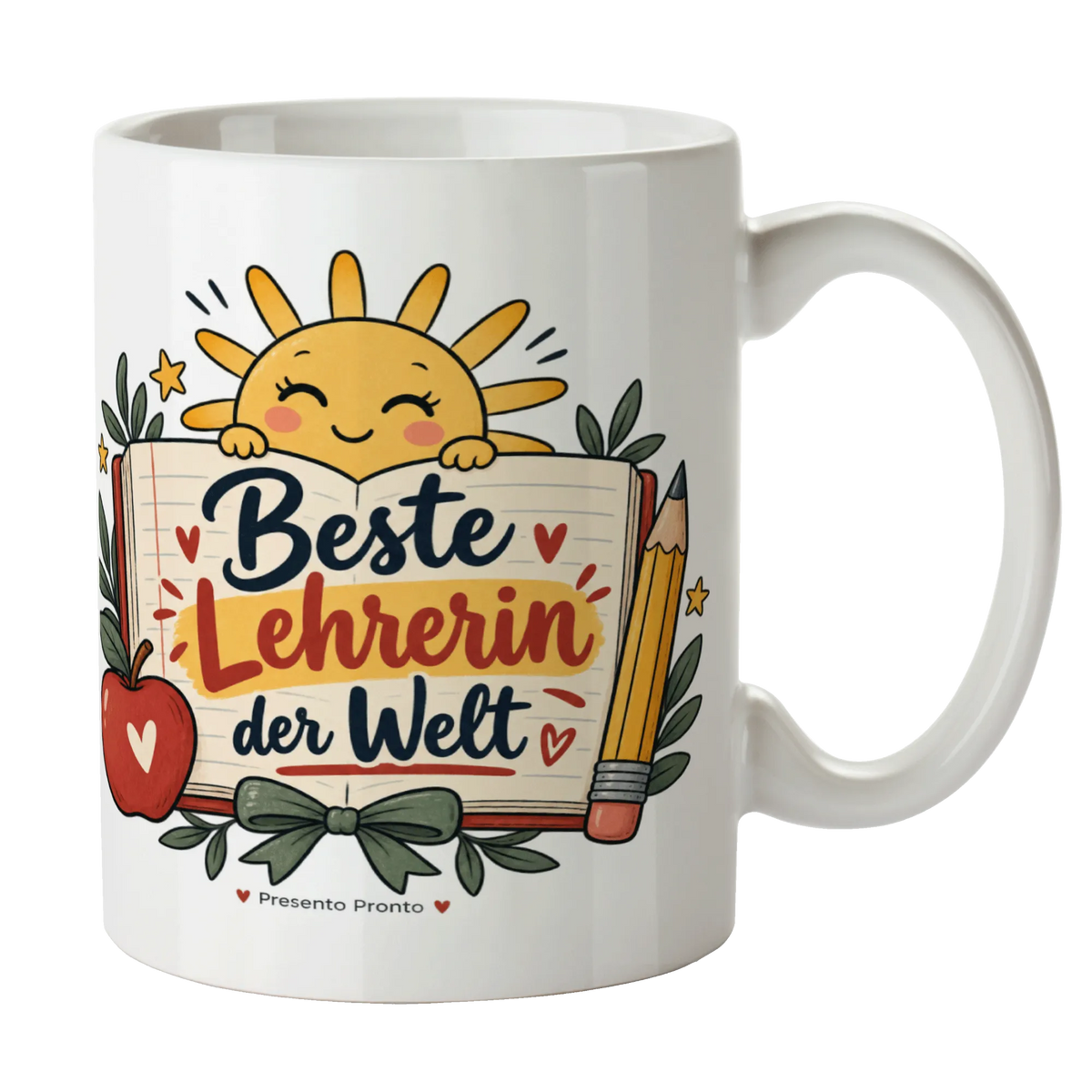 Herzliche Tasse für Lehrerin mit Schulheft und Apfel|p:2015223|h:97c908b92d361473a17d0e4d1aa48e5d