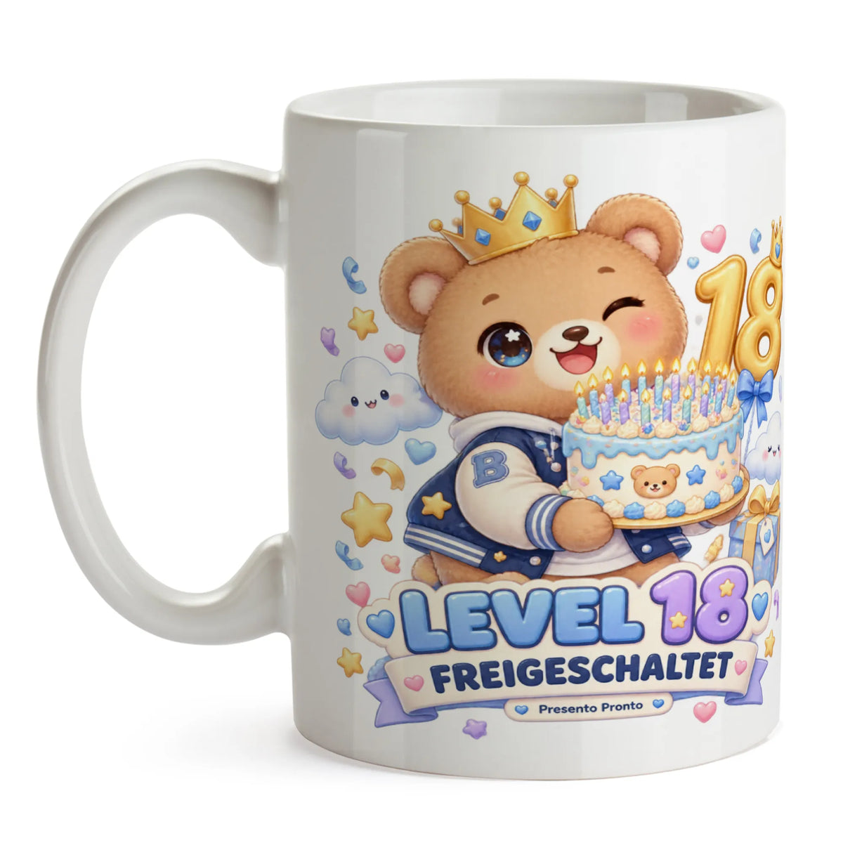 Lustige Tasse zum 18. Geburtstag für Jungen mit fröhlichem Bär|p:2015225|h:c0720c4e42181ebac7301d32d3e7ffc2
