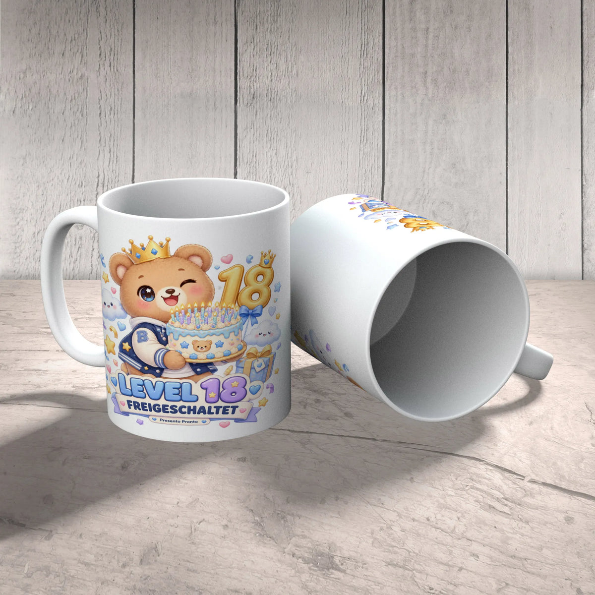 Lustige Tasse zum 18. Geburtstag für Jungen mit fröhlichem Bär|p:2015225|h:437fee791063a7c2182a8ace0ceb3c6b