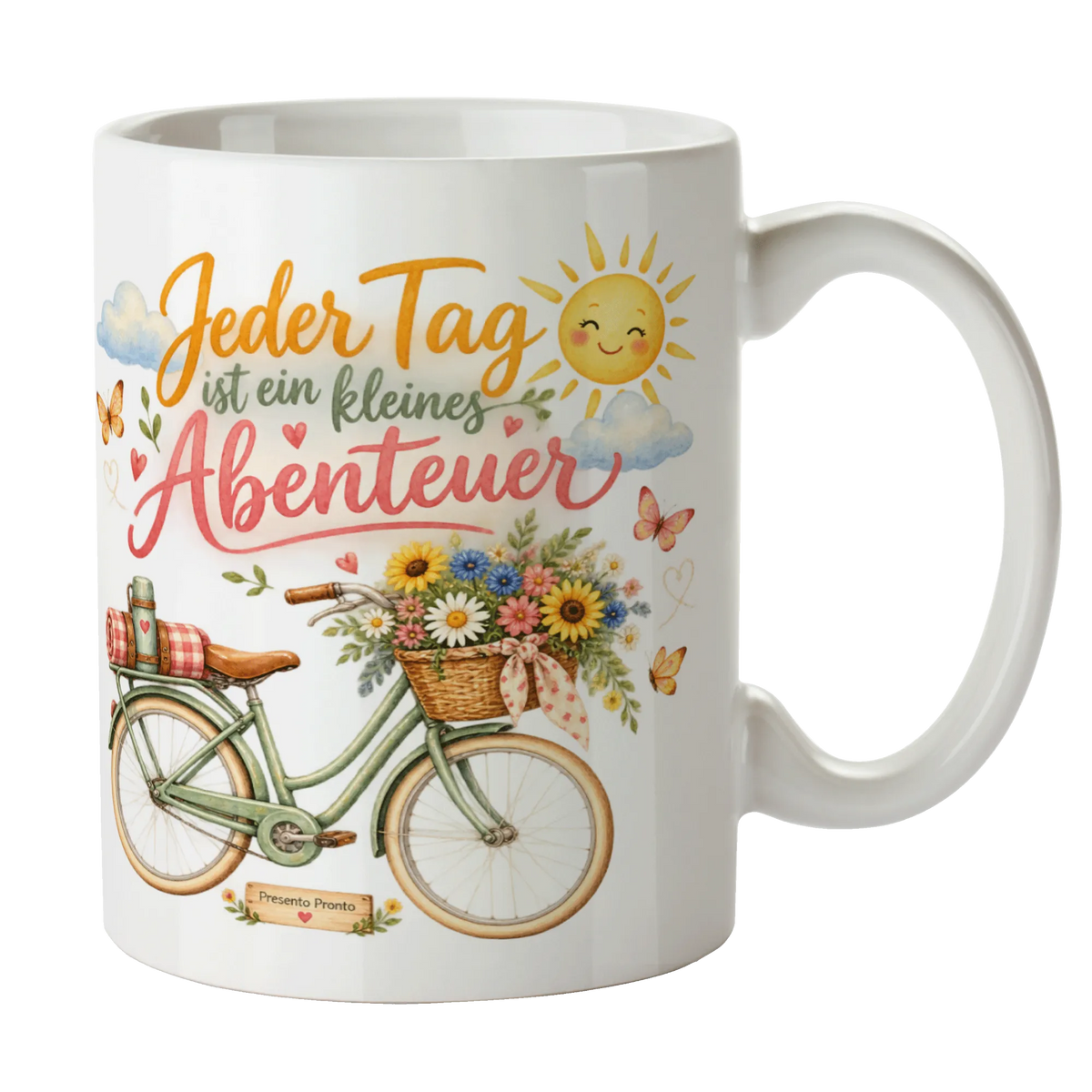 Lebensfrohe Sprüche auf Tasse für Freundin mit Vintage-Fahrrad|p:2015226|h:e05a5c77329eb2104e597ed5c1109683
