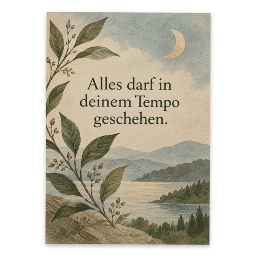 Ruhige Affirmationspostkarte für Achtsamkeit mit Zweig und Mond|p:2015228|h:f38c1a9d9dbfd2a8630cec9308e489df