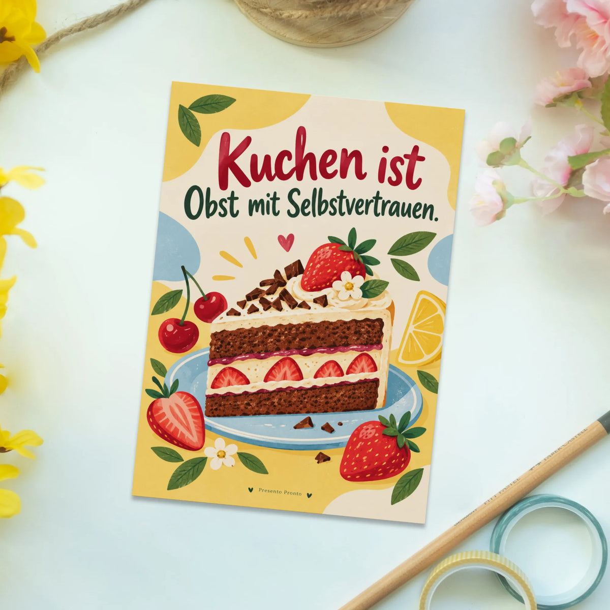 Lustige Postkarte zum Geburtstag mit Kuchenscheibe|p:2015229|h:87b69636416758f08652712980b55d3d