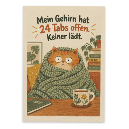 Lustige Postkarte für Überforderte mit erschöpfter Katze|p:2015232|h:5712c78c4ff1633d5056e6422262dc27