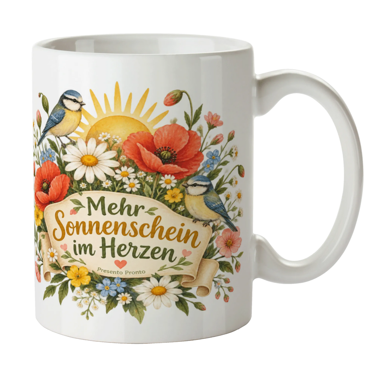 Fröhliche Tasse mit lebensfrohem Spruch und Blumenstrauß für Freundinnen|p:2015233|h:3d59cc1a171cd407e1b5884a68196ec3