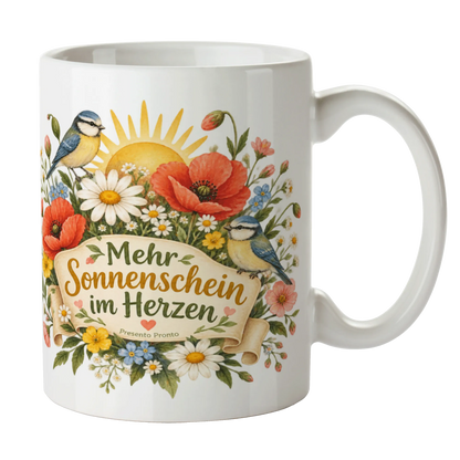 Fröhliche Tasse mit lebensfrohem Spruch und Blumenstrauß für Freundinnen|p:2015233|h:3d59cc1a171cd407e1b5884a68196ec3