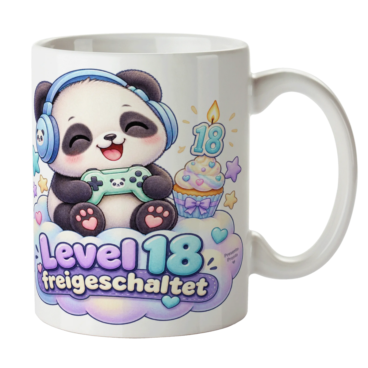 Lustige Tasse zum 18. Geburtstag für Jungen mit Gamer-Panda|p:2015235|h:729cfe1c2bf285abeffc36d22696acaf