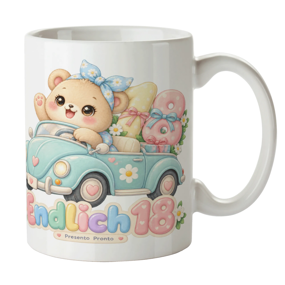 Süße Tasse zum 18. Geburtstag für Jungen mit Bär im Cabrio|p:2015236|h:7f703376fd0bd0c997977076ab2823e7