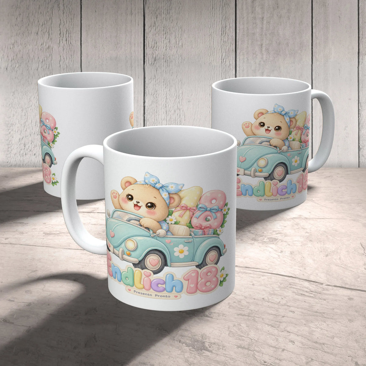 Süße Tasse zum 18. Geburtstag für Jungen mit Bär im Cabrio|p:2015236|h:013773d76cdc8a65ab7ef7adf0e3225d